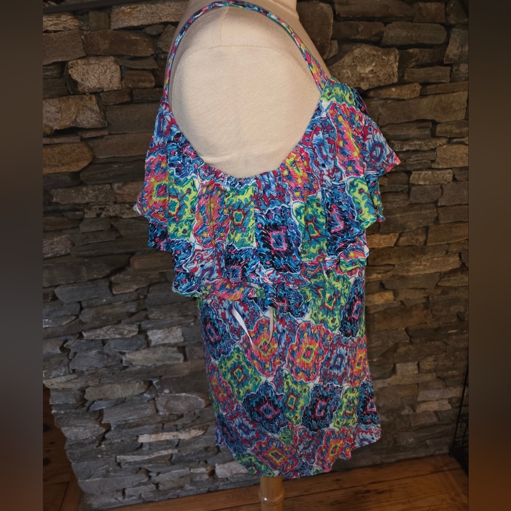 Hailey Lyn NWT Colorful Patterned Women's Off Shoulder With Straps Top - Picture 11 of 11